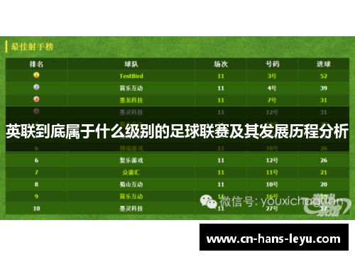 英联到底属于什么级别的足球联赛及其发展历程分析 英联到底属于什么级别的足球联赛及其发展历程分析